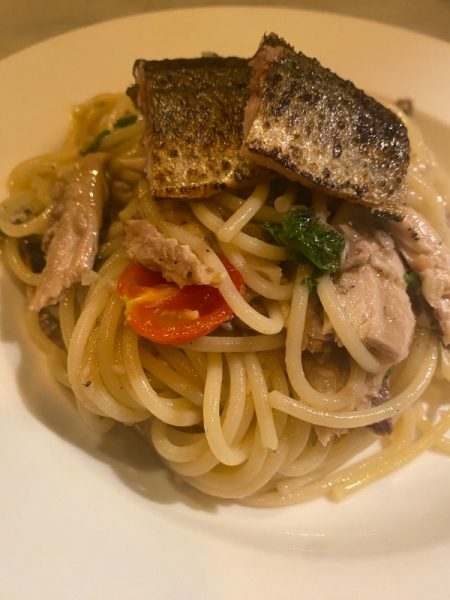新秋刀魚のスパゲッティ